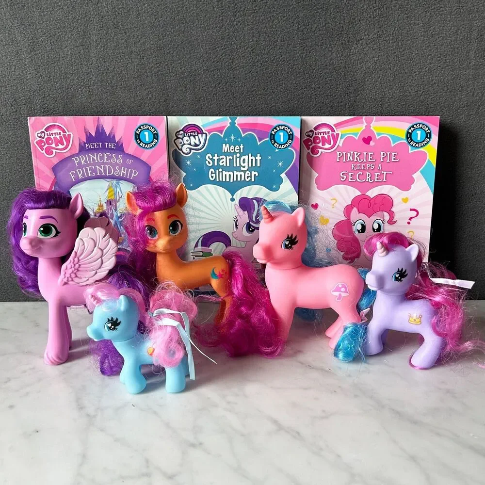 My Little Pony Lot of 5 Ponies & 3 Books Passport To Reading/Reading Together